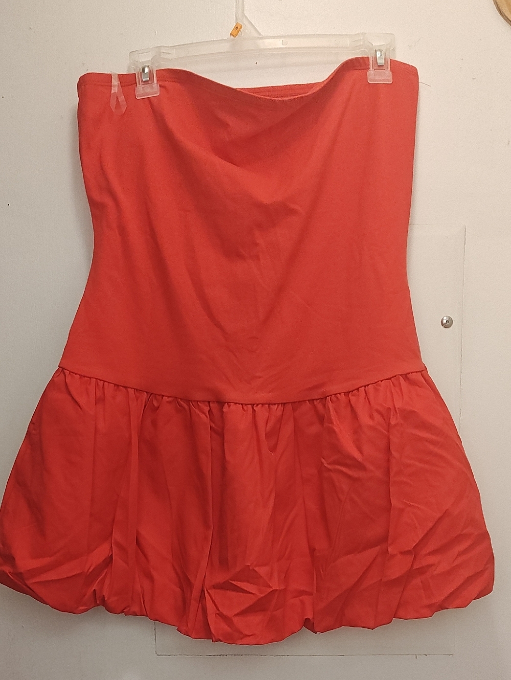 wild fable Strapless Bubble Hem Dress in Coral